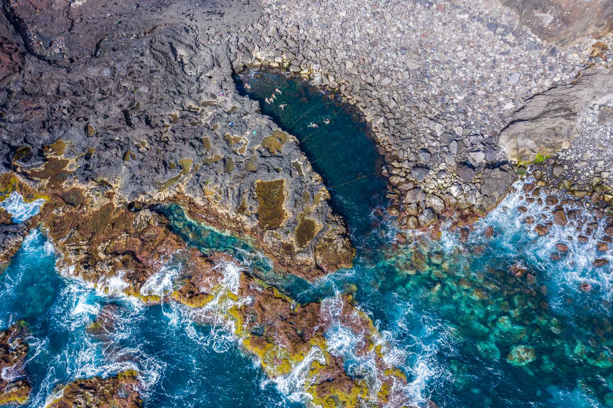 Ferraria natural thermal pool from above
