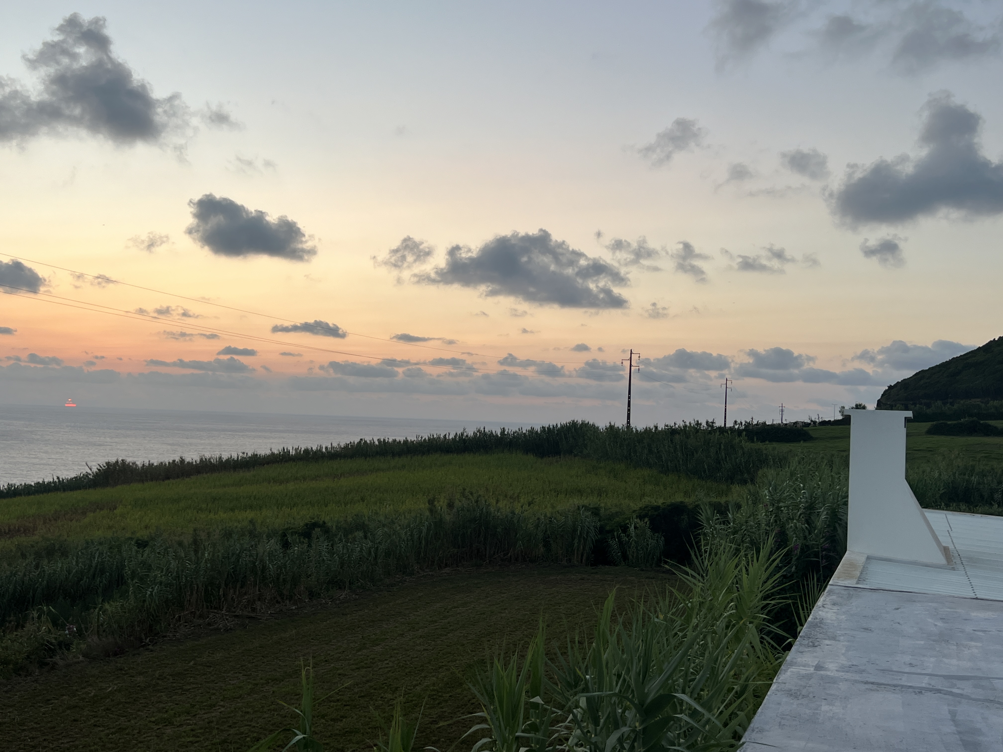 Atmospheric dusk over an Azorean landscape